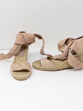 Splendid Jessica Genuine Suede Leather Woven Espadrille Wedge Heels Shoes 7.5
